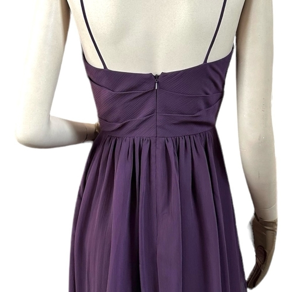 David’s Bridal Purple Straps Fit & Flare Dress Beautiful Sheer Bridesmaid Dress - Picture 12 of 13
